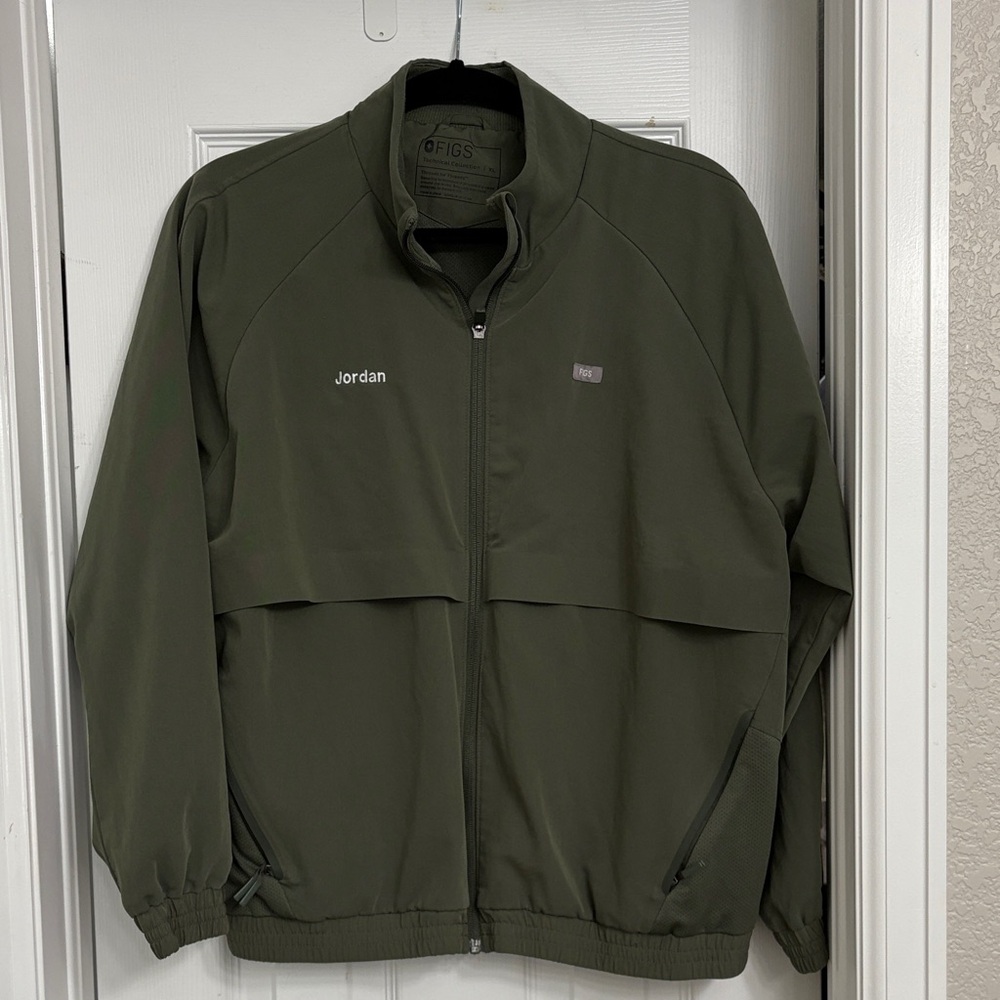 Figs Olive Green Utility Jacket with Full Zip